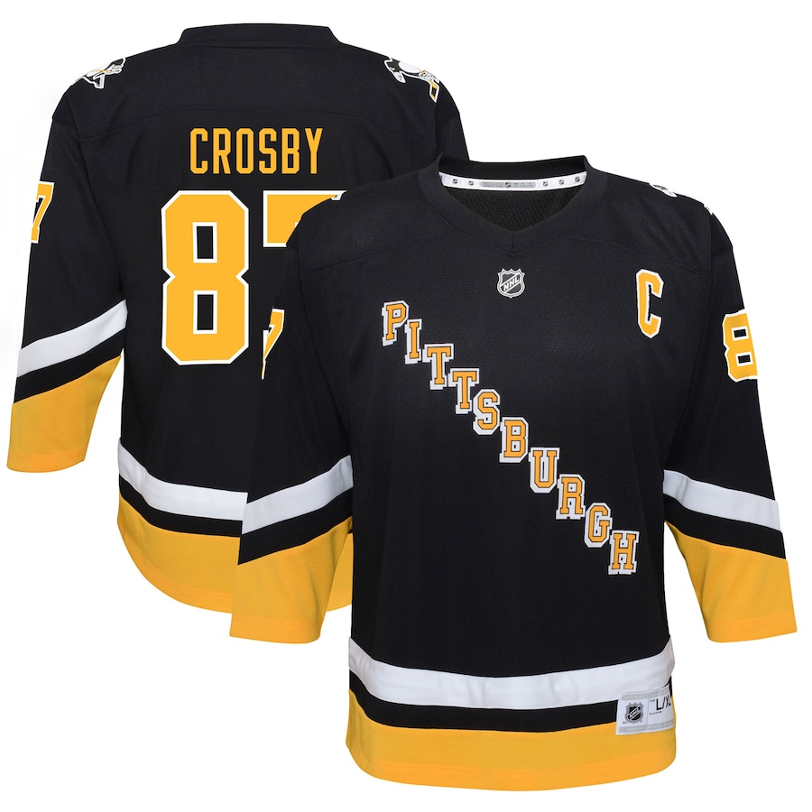 Maillot de joueur authentique noir Sidney Crosby des Penguins de Pittsburgh pour hommes